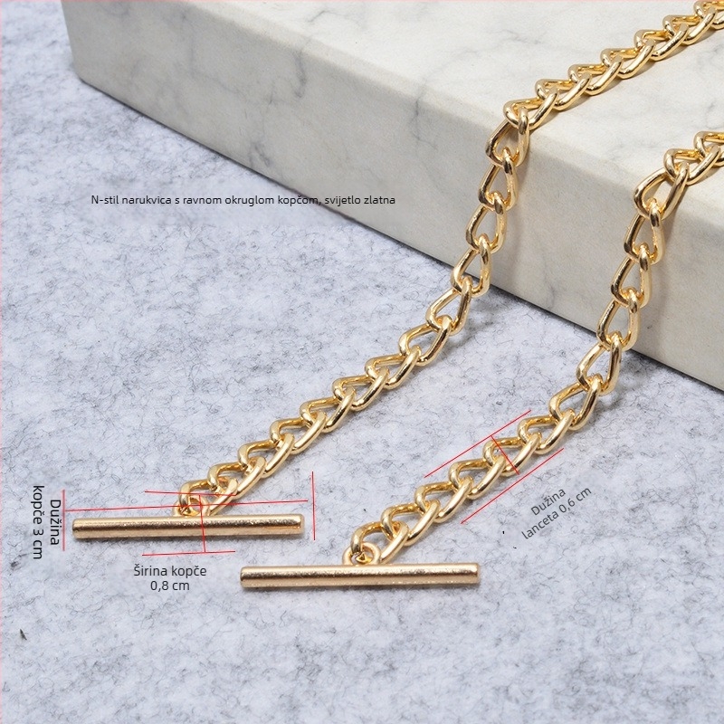 Metalni lančani remen za torbu s kopčom – tanak lanac, crossbody