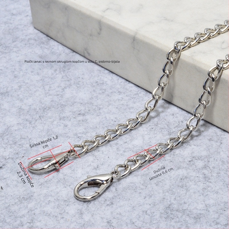 Metalni lančani remen za torbu s kopčom – tanak lanac, crossbody