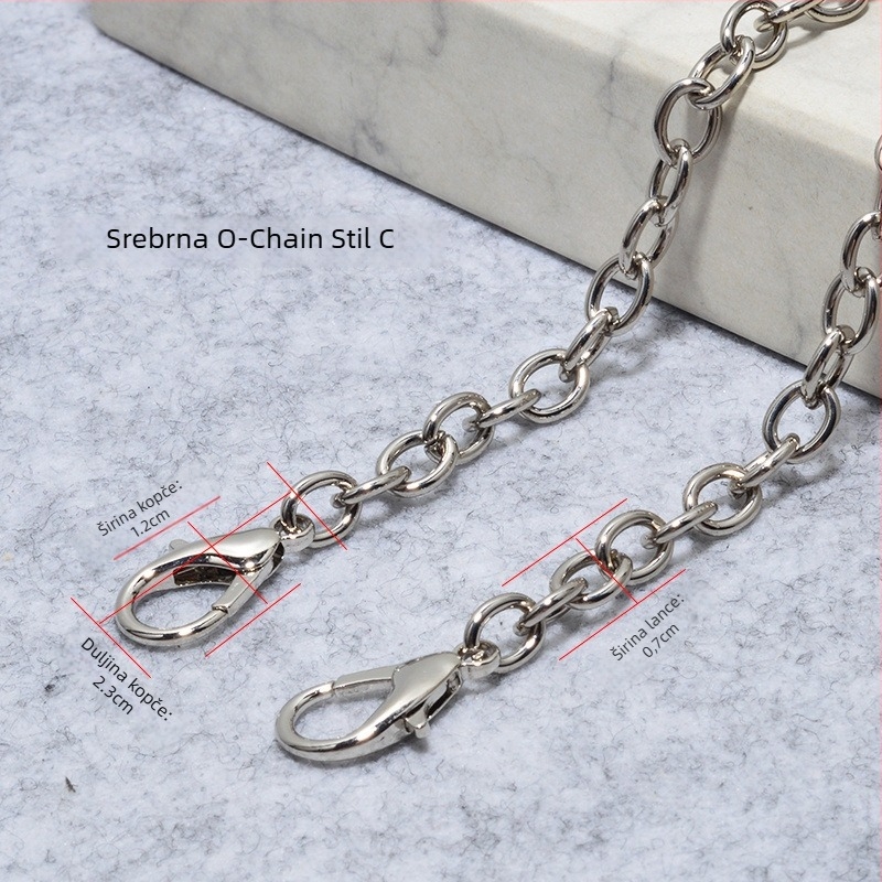 Metalni lančani remen za torbu s kopčom – tanak lanac, crossbody