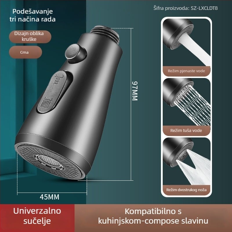 Proširivač kuhinjske slavine s keramičkim jezgrom ventila, ABS kućište, okretna montaža, Ø0.4 ulaz/izlaz, Ø1.0 sjedalo ventila