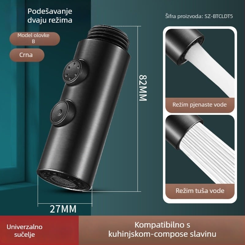 Proširivač kuhinjske slavine s keramičkim jezgrom ventila, ABS kućište, okretna montaža, Ø0.4 ulaz/izlaz, Ø1.0 sjedalo ventila