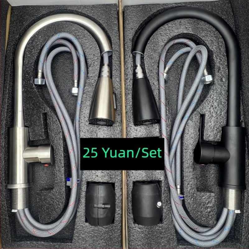 Nehrđajući čelični izvučni kuhinjski faucet, montaža na jedan otvor, keramički disk ventil, model 1200