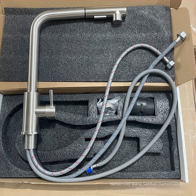 Nehrđajući čelični izvučni kuhinjski faucet, montaža na jedan otvor, keramički disk ventil, model 1200