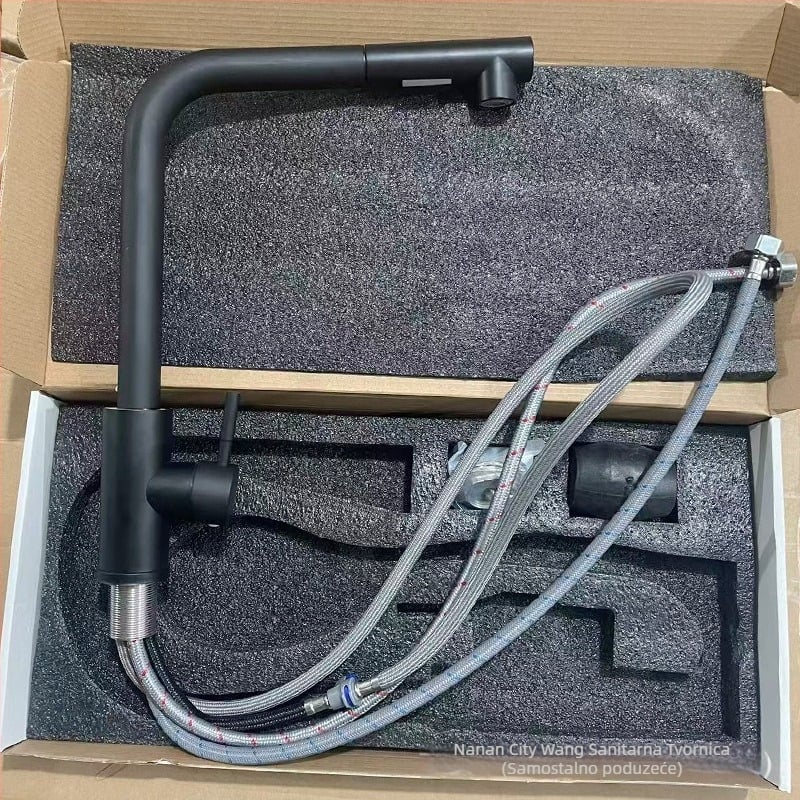 Nehrđajući čelični izvučni kuhinjski faucet, montaža na jedan otvor, keramički disk ventil, model 1200