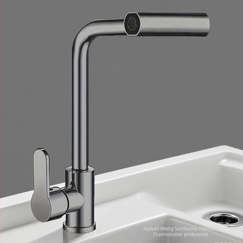 Nehrđajući čelični izvučni kuhinjski faucet, montaža na jedan otvor, keramički disk ventil, model 1200