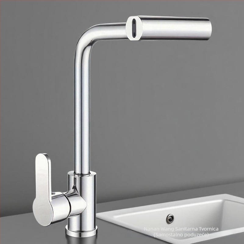 Nehrđajući čelični izvučni kuhinjski faucet, montaža na jedan otvor, keramički disk ventil, model 1200