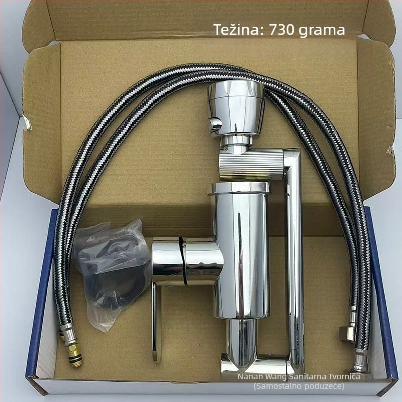 Nehrđajući čelični izvučni kuhinjski faucet, montaža na jedan otvor, keramički disk ventil, model 1200