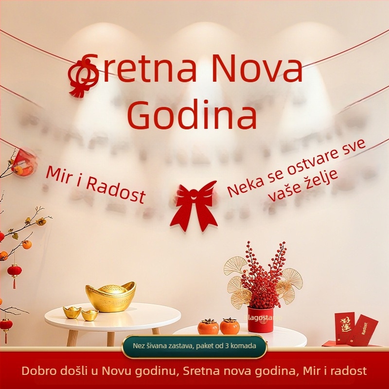 Dekorativni zastava proljetnog festivala, scena Godine konja, crtani stil, halter rope, flanel materijal, brend Zifan