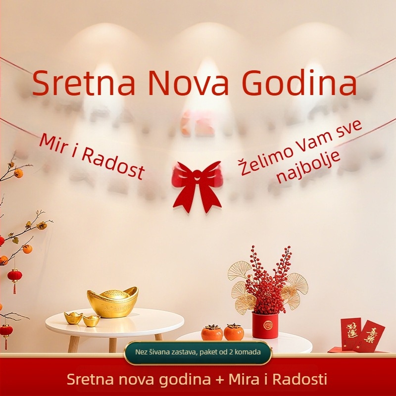 Dekorativni zastava proljetnog festivala, scena Godine konja, crtani stil, halter rope, flanel materijal, brend Zifan