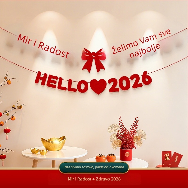 Dekorativni zastava proljetnog festivala, scena Godine konja, crtani stil, halter rope, flanel materijal, brend Zifan