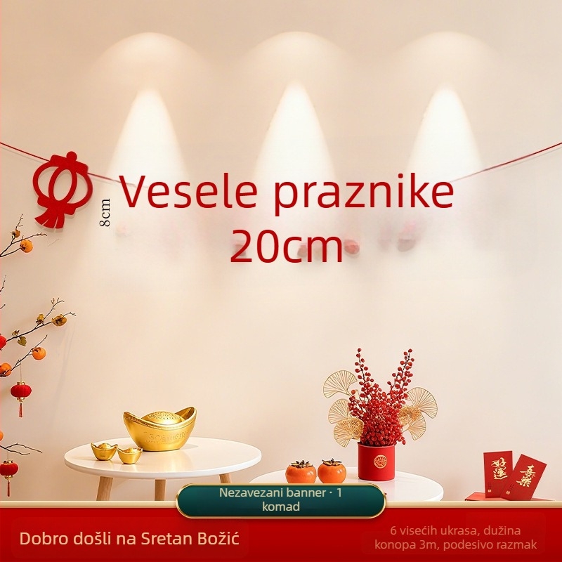 Dekorativni zastava proljetnog festivala, scena Godine konja, crtani stil, halter rope, flanel materijal, brend Zifan