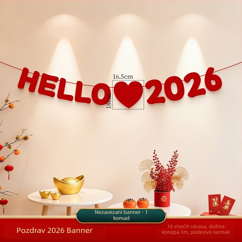 Dekorativni zastava proljetnog festivala, scena Godine konja, crtani stil, halter rope, flanel materijal, brend Zifan