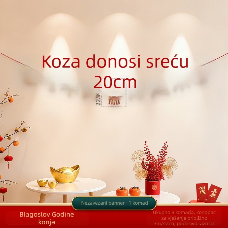 Dekorativni zastava proljetnog festivala, scena Godine konja, crtani stil, halter rope, flanel materijal, brend Zifan