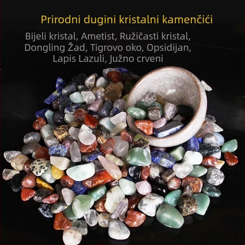 Prirodni kristalni šljunak, šaren kamen, šljunak s sedam dragih kamenja, demagnetizirani kristalni fragmenti