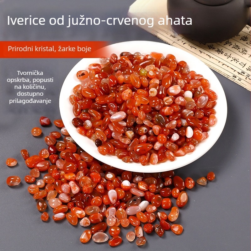 Prirodni južno crveni ahat šljunak, male kristalne čestice, dekor za akvarijski krajolik