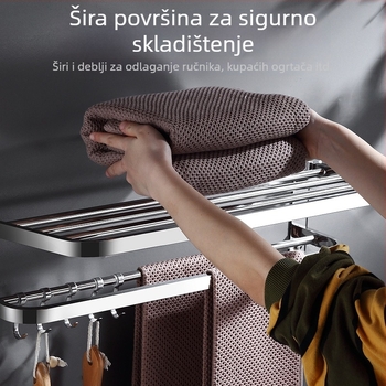 Držač za ručnike od 304 nehrđajućeg čelika, sklopivi, bez bušenja, višenamjenski stalak za kupaonicu