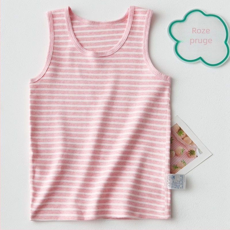 Dječji bezrukavni pamukasti prsluk s prugastim uzorkom, 80% pamuk, proljeće-ljeto, unisex