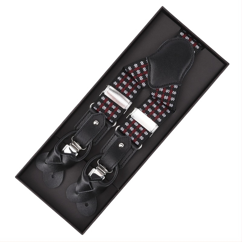 Muške naramenice od teleće kože, 3 kopče, podesive duljine, snažna elastičnost, križni stražnji dizajn, kompatibilne s gumbima i kopčama