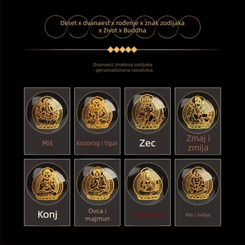 Narukvica od obsidijana sa zodijakom Budine ruke — Brand 3q, Podrijetlo Guangzhou, Proljeće 2025