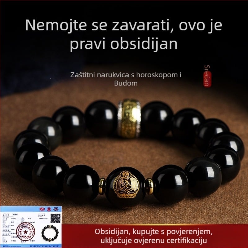 Narukvica od obsidijana sa zodijakom Budine ruke — Brand 3q, Podrijetlo Guangzhou, Proljeće 2025