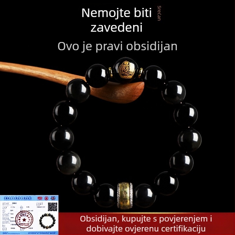 Narukvica od obsidijana sa zodijakom Budine ruke — Brand 3q, Podrijetlo Guangzhou, Proljeće 2025