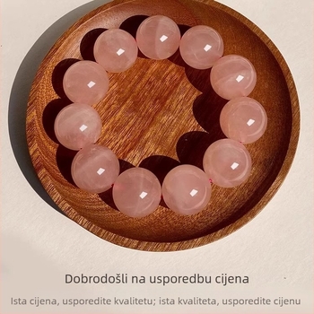 Prirodna ružičasta kristalna narukvica s velikim 20 mm perlama, ženska narukvica na jednoj niti za DIY nakit, poklon djevojci