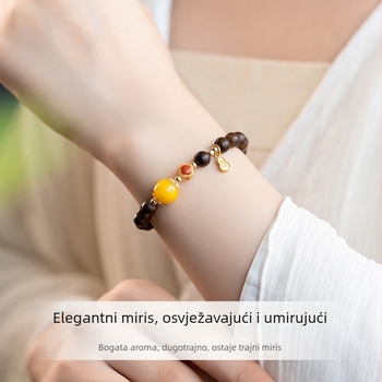 Narukvica od Agarwooda, Novi kineski stil, Okrugle perle, Ručno izrađene perle, Unisex