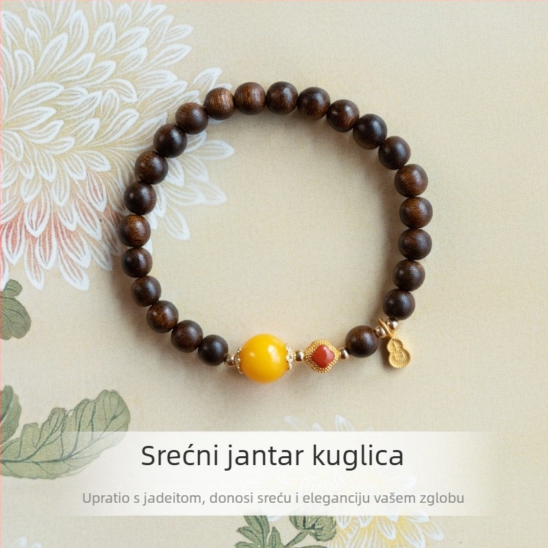 Narukvica od Agarwooda, Novi kineski stil, Okrugle perle, Ručno izrađene perle, Unisex