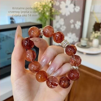 Prirodna crvena narukvica od smole s velikim perlama, crveni kristalni narukvica za žene, umjetnički vintage stil