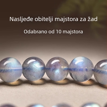 Prirodna 7A siva labradoritna narukvica s perlicama, jednostruki niz, okrugle perle, za DIY nakit