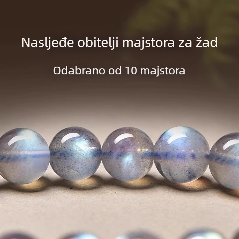 Prirodna 7A siva labradoritna narukvica s perlicama, jednostruki niz, okrugle perle, za DIY nakit