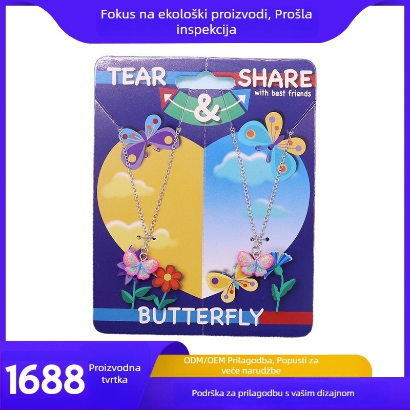 Dječji ogrlica s leptirima – Plastika/Smola, Leptir dizajn, Dvostruki komplet, Za uzrast 6–10 i 10+ godina