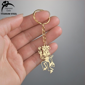 Dječji ogrlica u karikaturalnom stilu od nehrđajućeg čelika, elektroplatiranje, privjesak od titan čelika, lanac tipa O, mogućnost prilagodbe