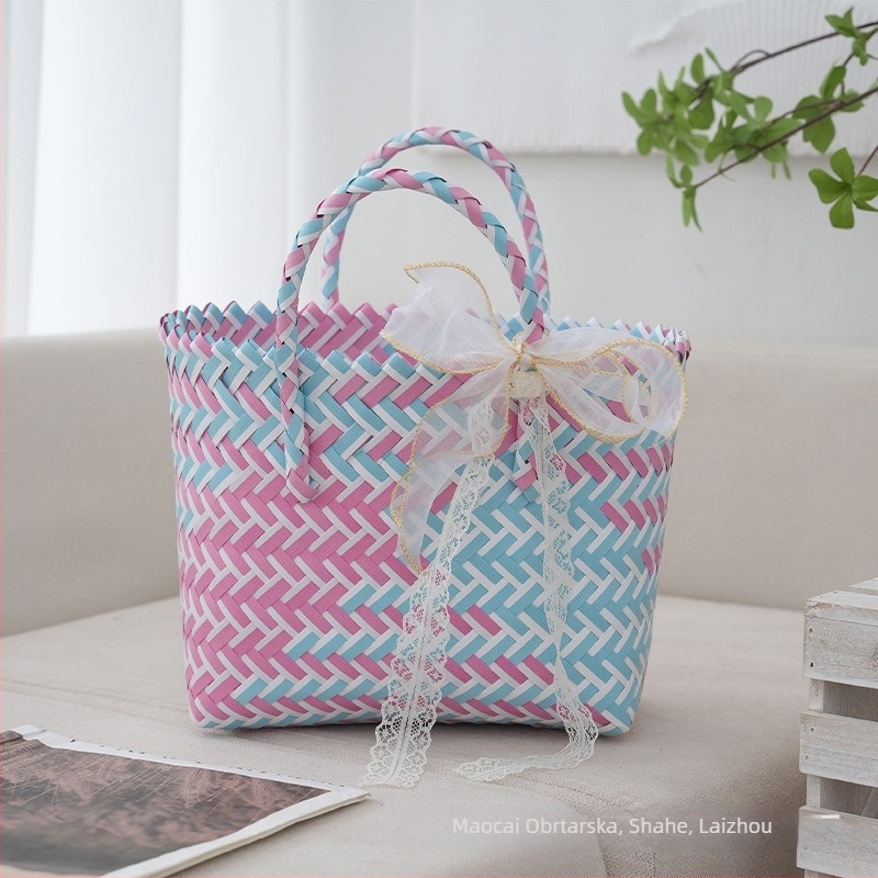 Maocai PU pletena torbica – vertikalni kvadratni oblik, osvježavajući i sladak stil, unutarnja džep za dokumente