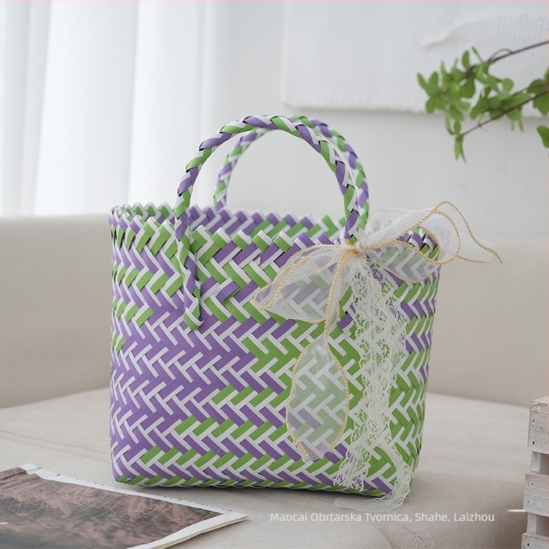 Maocai PU pletena torbica – vertikalni kvadratni oblik, osvježavajući i sladak stil, unutarnja džep za dokumente