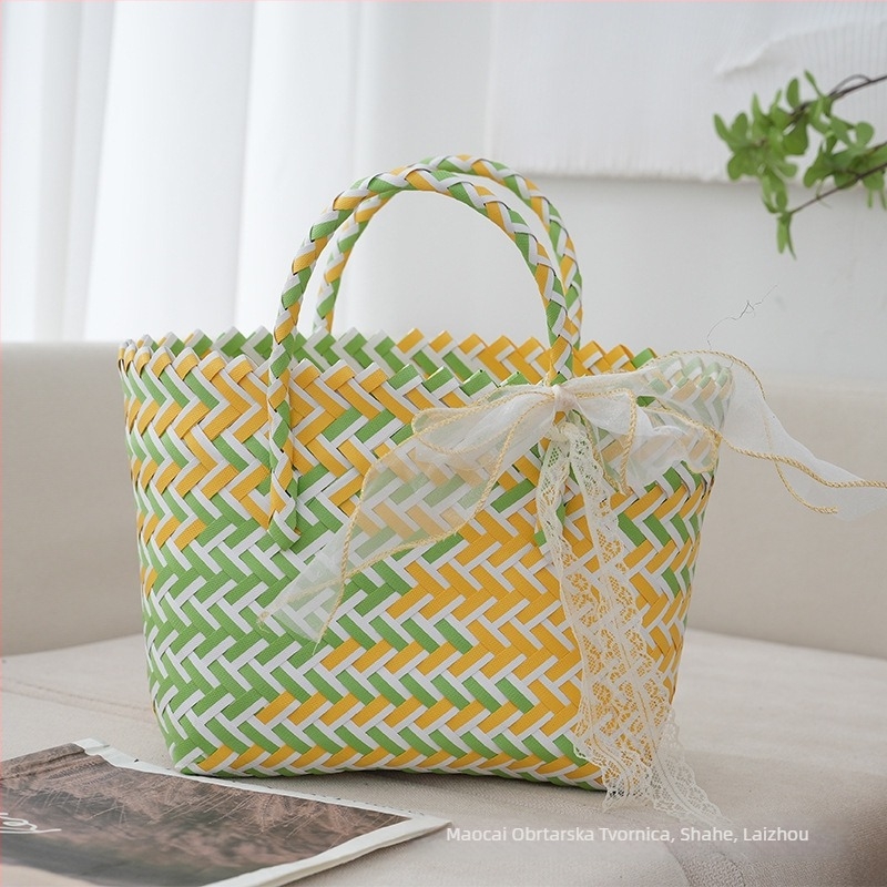 Maocai PU pletena torbica – vertikalni kvadratni oblik, osvježavajući i sladak stil, unutarnja džep za dokumente