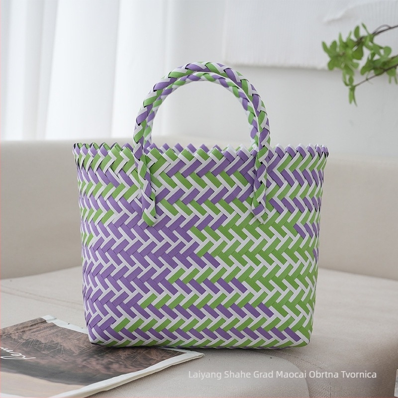 Maocai PU pletena torbica – vertikalni kvadratni oblik, osvježavajući i sladak stil, unutarnja džep za dokumente