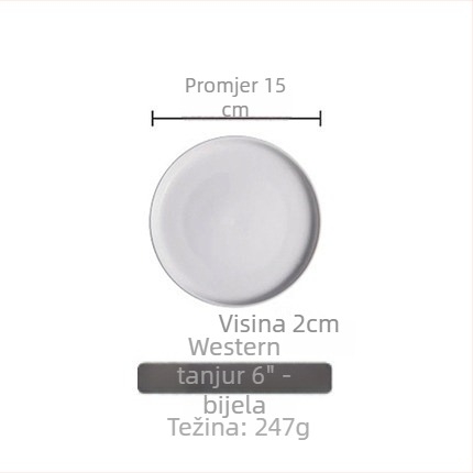 Porcelanski večernji tanjur, okrugli, zapadni stil, pogodan za mikrovalnu pećnicu, s logom