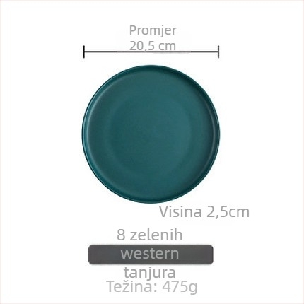 Porcelanski večernji tanjur, okrugli, zapadni stil, pogodan za mikrovalnu pećnicu, s logom