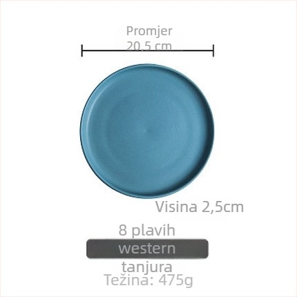 Porcelanski večernji tanjur, okrugli, zapadni stil, pogodan za mikrovalnu pećnicu, s logom