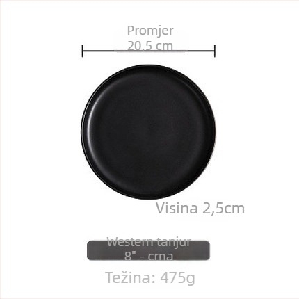 Porcelanski večernji tanjur, okrugli, zapadni stil, pogodan za mikrovalnu pećnicu, s logom