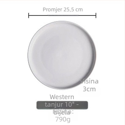 Porcelanski večernji tanjur, okrugli, zapadni stil, pogodan za mikrovalnu pećnicu, s logom