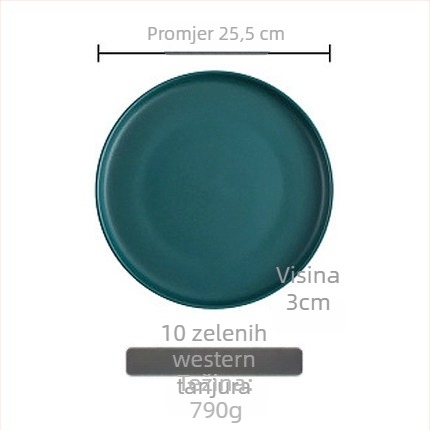 Porcelanski večernji tanjur, okrugli, zapadni stil, pogodan za mikrovalnu pećnicu, s logom