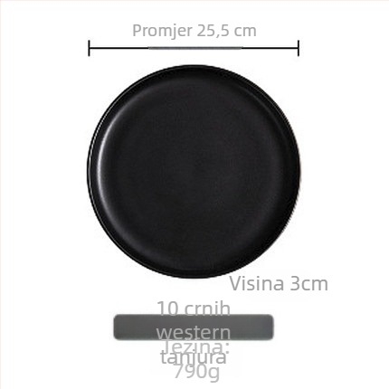 Porcelanski večernji tanjur, okrugli, zapadni stil, pogodan za mikrovalnu pećnicu, s logom