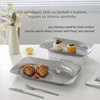 Dekorativni pladanj od nehrđajućeg čelika, retro stil, asimetričan oblik kružno-pravokutni s dubokim dnom za voće i grickalice