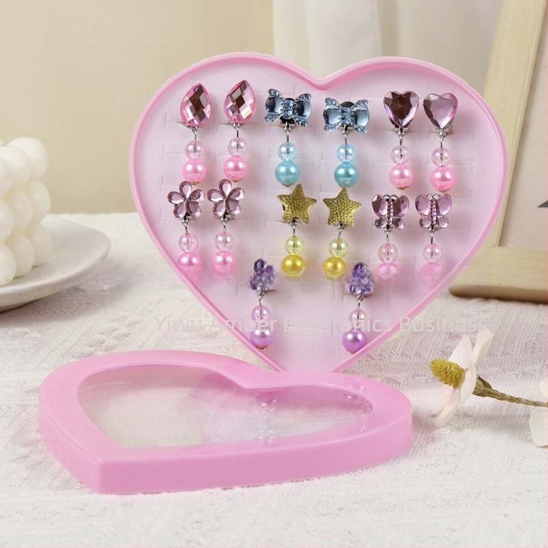 Dječje naušnice s klipsom, oblik cvijeta, serija Princeza, materijal plastika/smola, korejski stil