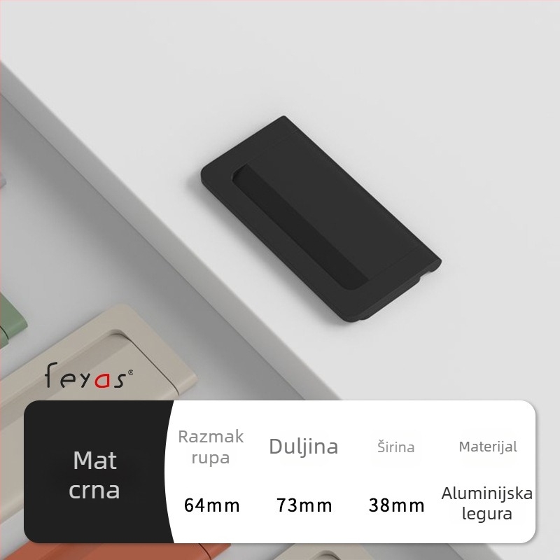 Drška za ladicu - aluminijska legura, sprej premaz, moderan minimalistički stil, model 5300, za ladice i ormare za cipele, bez rupa, skrivena ručica