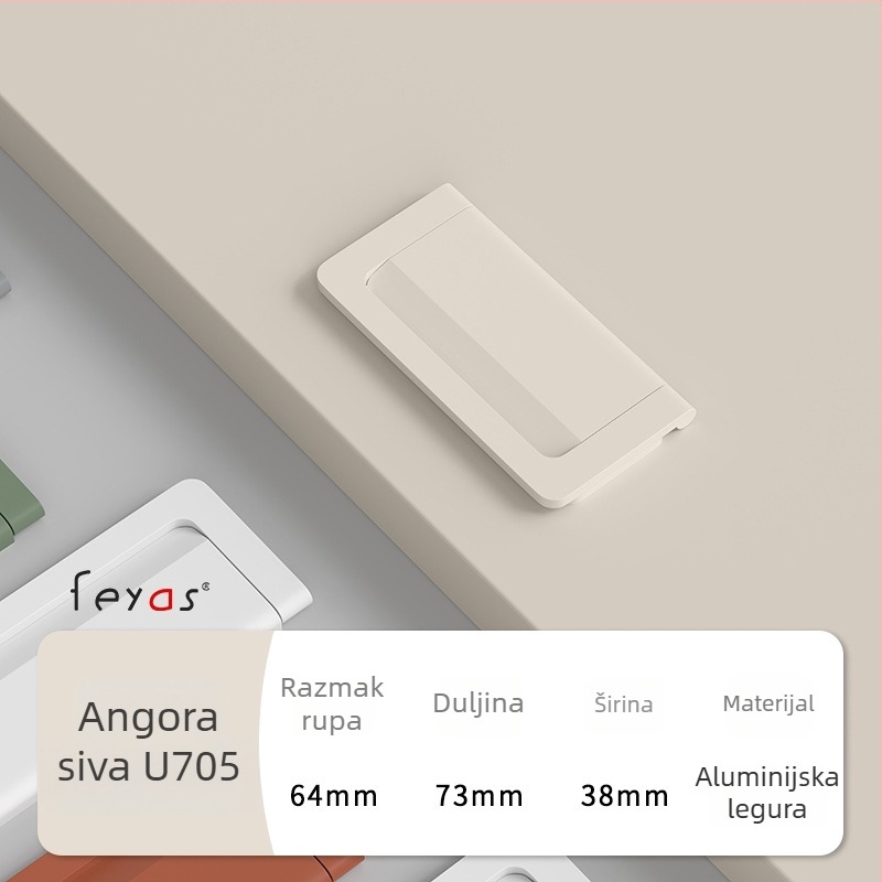 Drška za ladicu - aluminijska legura, sprej premaz, moderan minimalistički stil, model 5300, za ladice i ormare za cipele, bez rupa, skrivena ručica