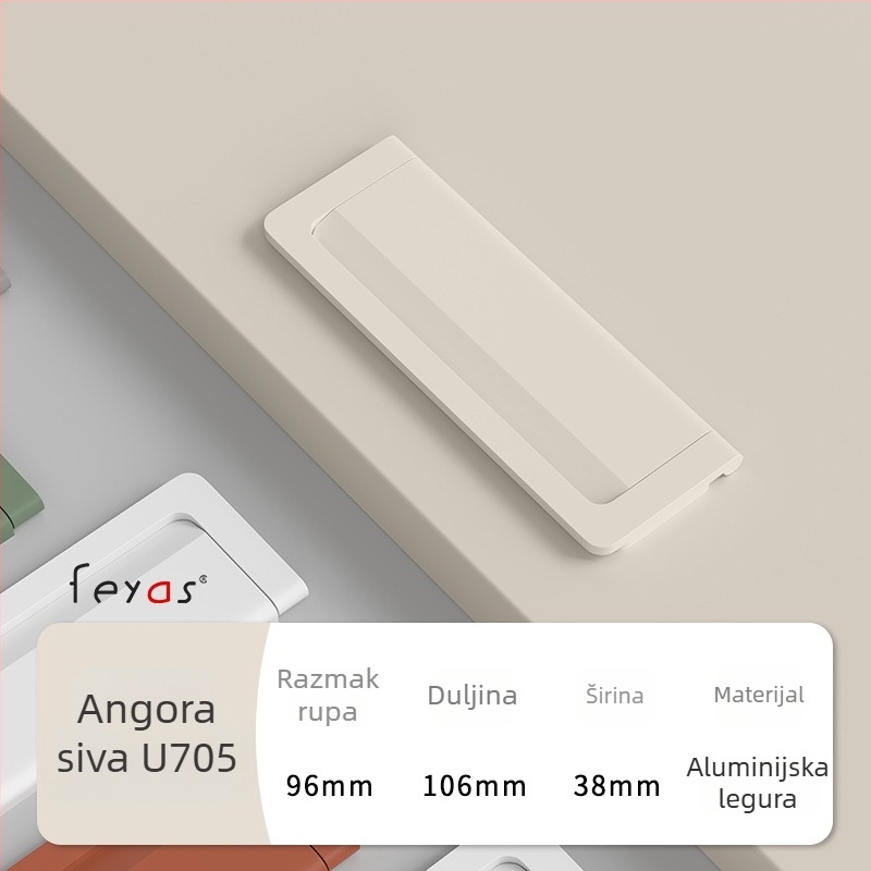 Drška za ladicu - aluminijska legura, sprej premaz, moderan minimalistički stil, model 5300, za ladice i ormare za cipele, bez rupa, skrivena ručica