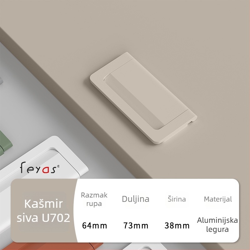 Drška za ladicu - aluminijska legura, sprej premaz, moderan minimalistički stil, model 5300, za ladice i ormare za cipele, bez rupa, skrivena ručica
